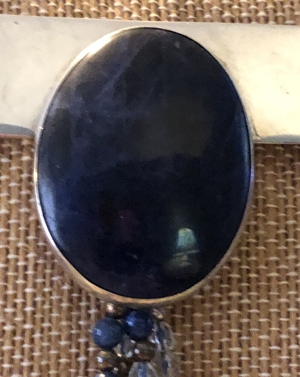 Modernist Sterling Tulla Booth 1960s MCM Huge Lapis Lazuli Dangle Brooch Blue